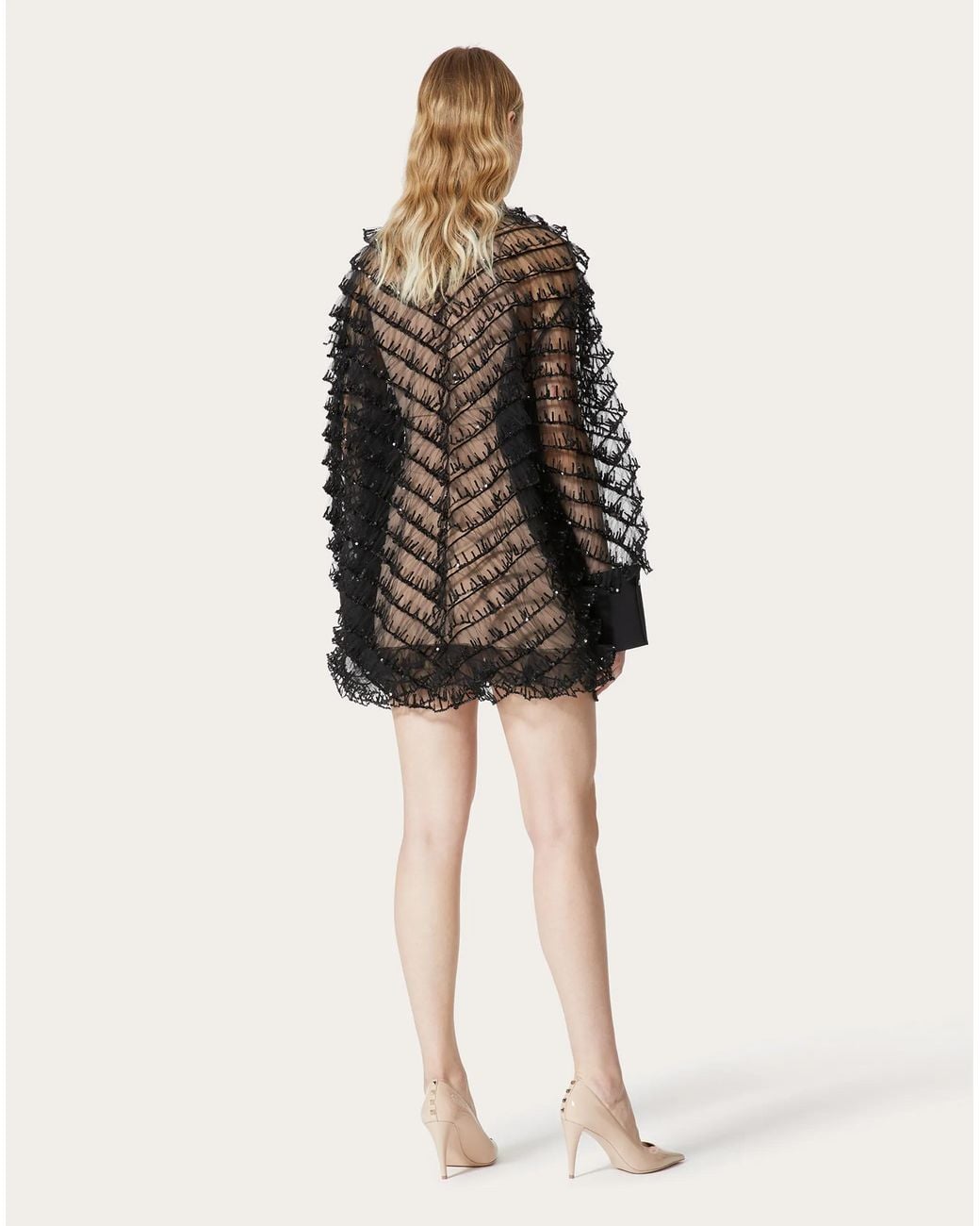 Valentino Gray Short Tulle Dress
