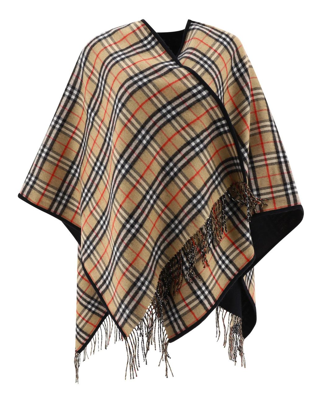 Burberry Black Fringed-Edge Reversible Cape