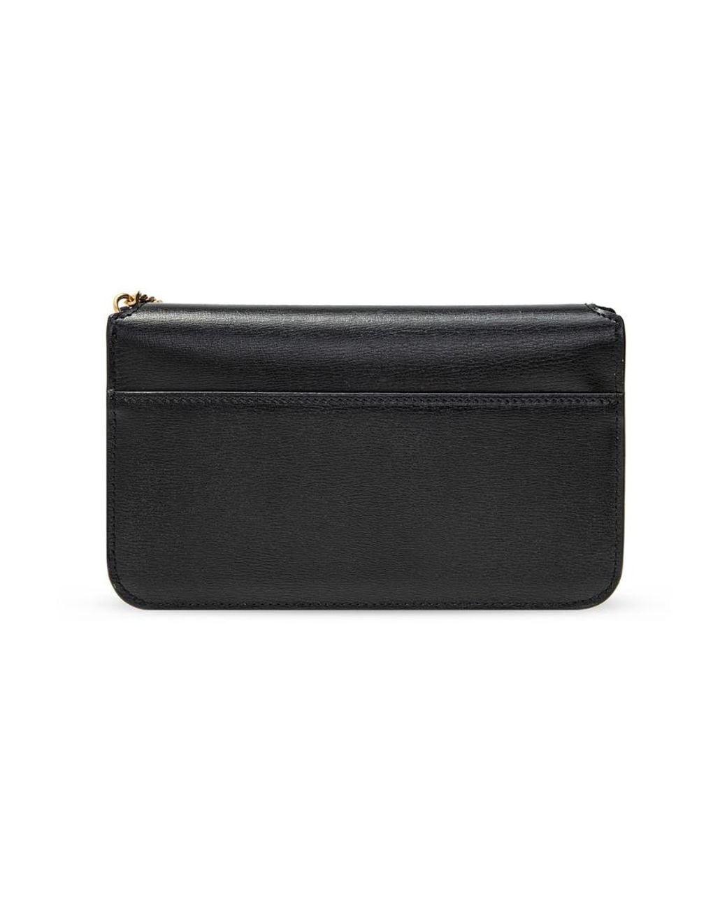Saint Laurent Black Cassandre Foldover Top Shoulder Bag