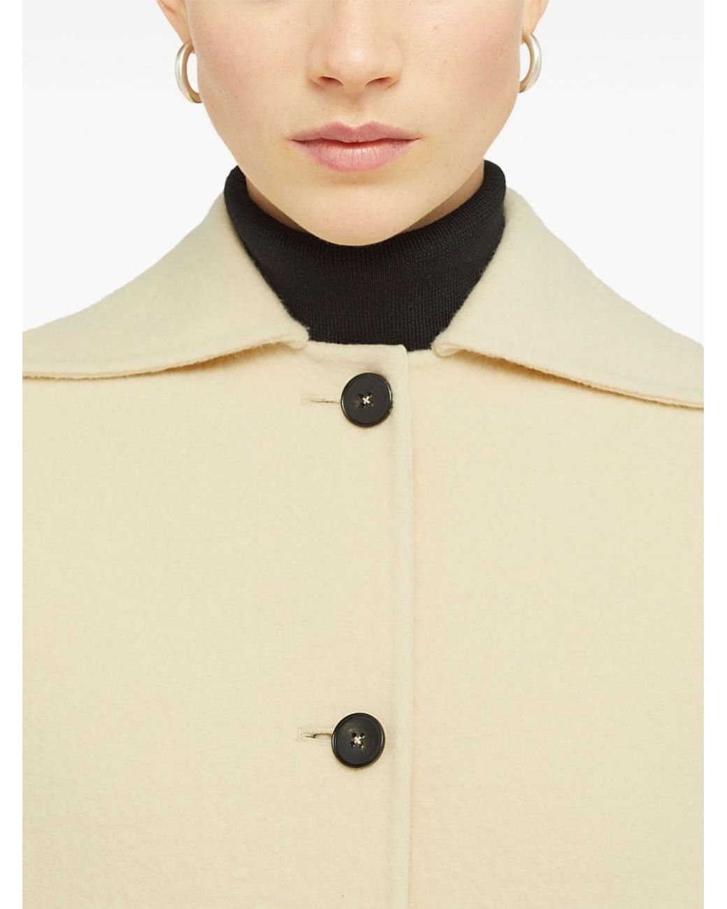 Jil Sander Natural Single-Breasted Oversized Coat