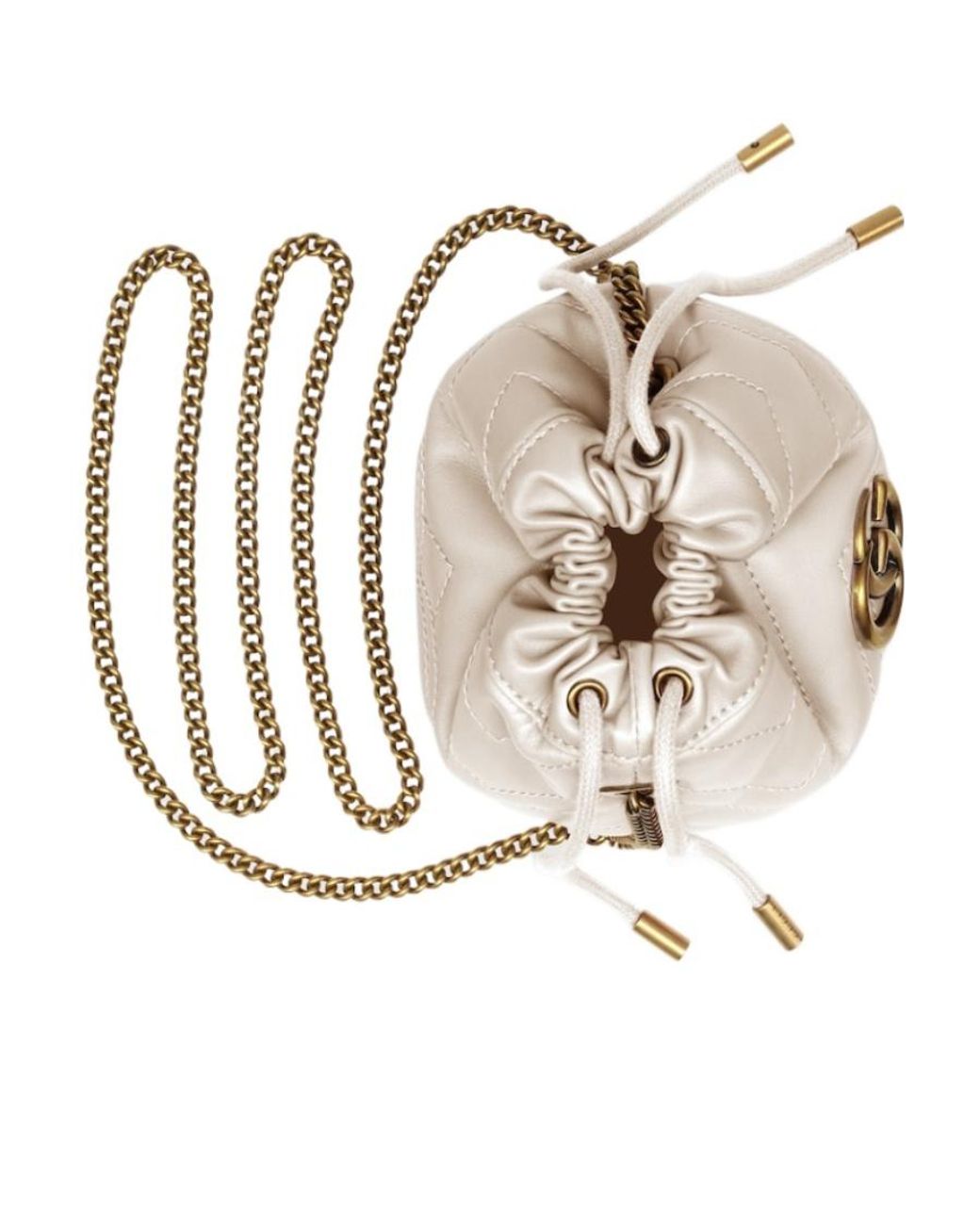 Gucci White Gg Marmont Mini Quilted Bucket Bag