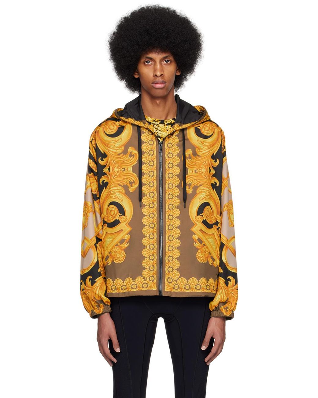 Versace Metallic Zip-Up Printed Jacket for men