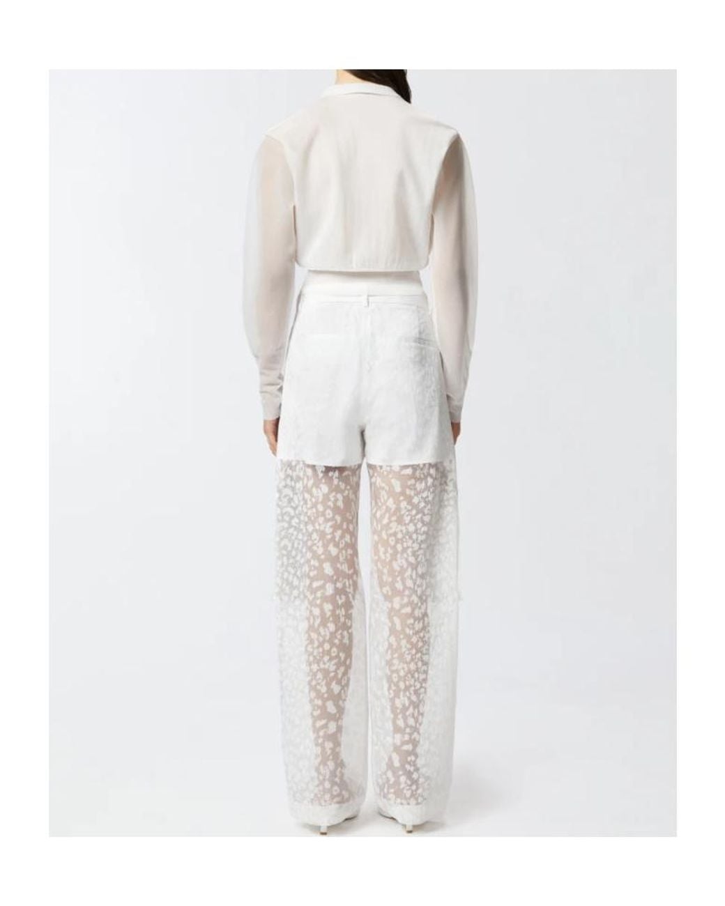 Pinko White Panelled Straight-Leg Trousers