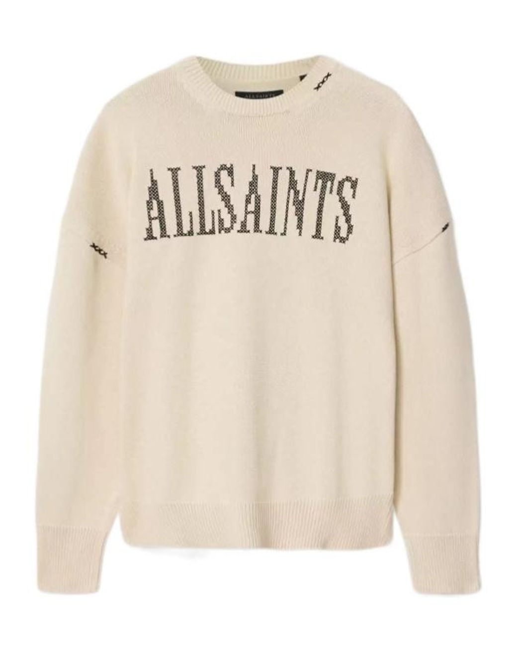 AllSaints Natural Crossed Knit Pullover for men
