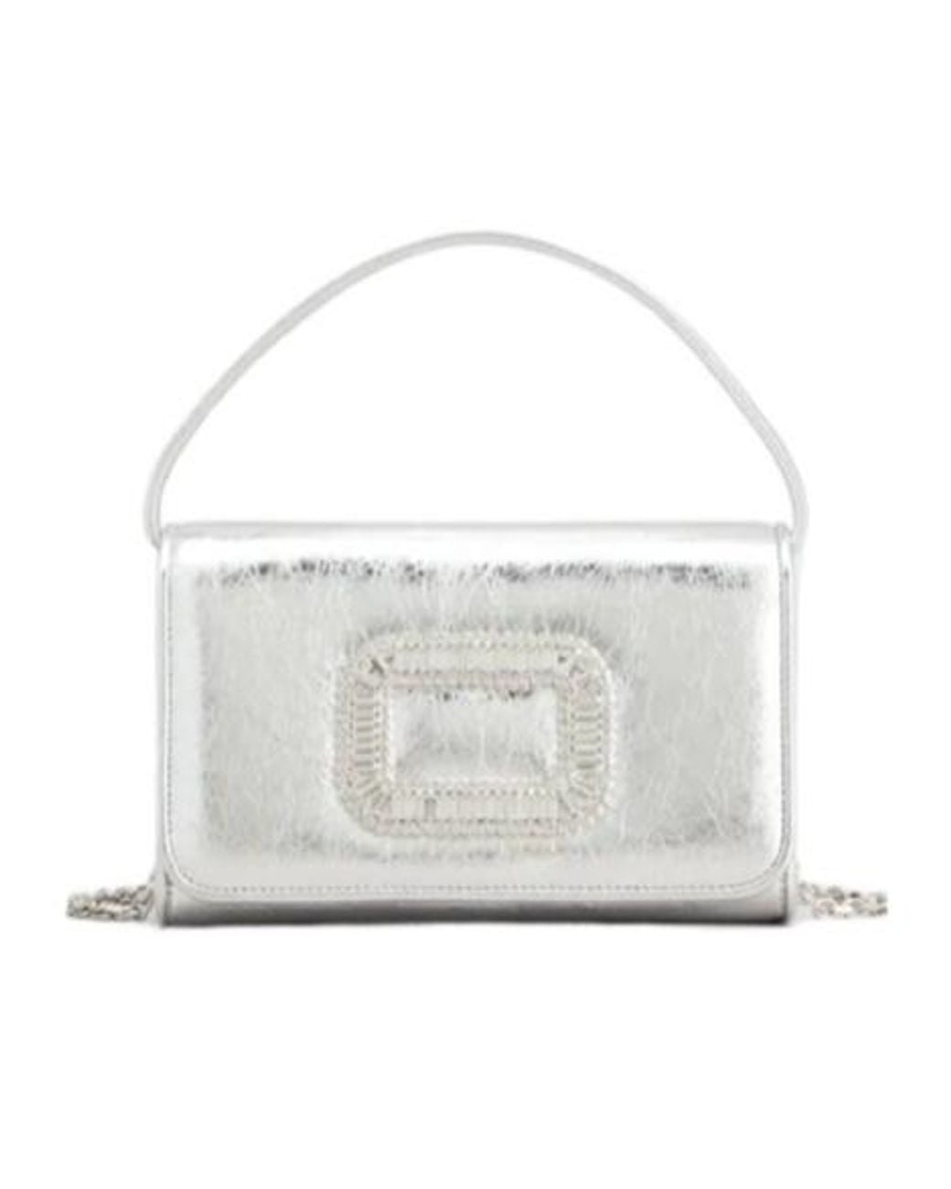 Roger Vivier White Pilgrim Embellished Micro Tote Bag