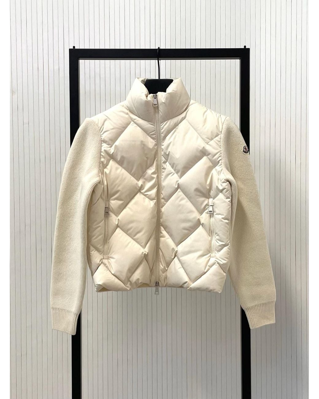 Moncler Natural Zip-Up Padded Cardigan
