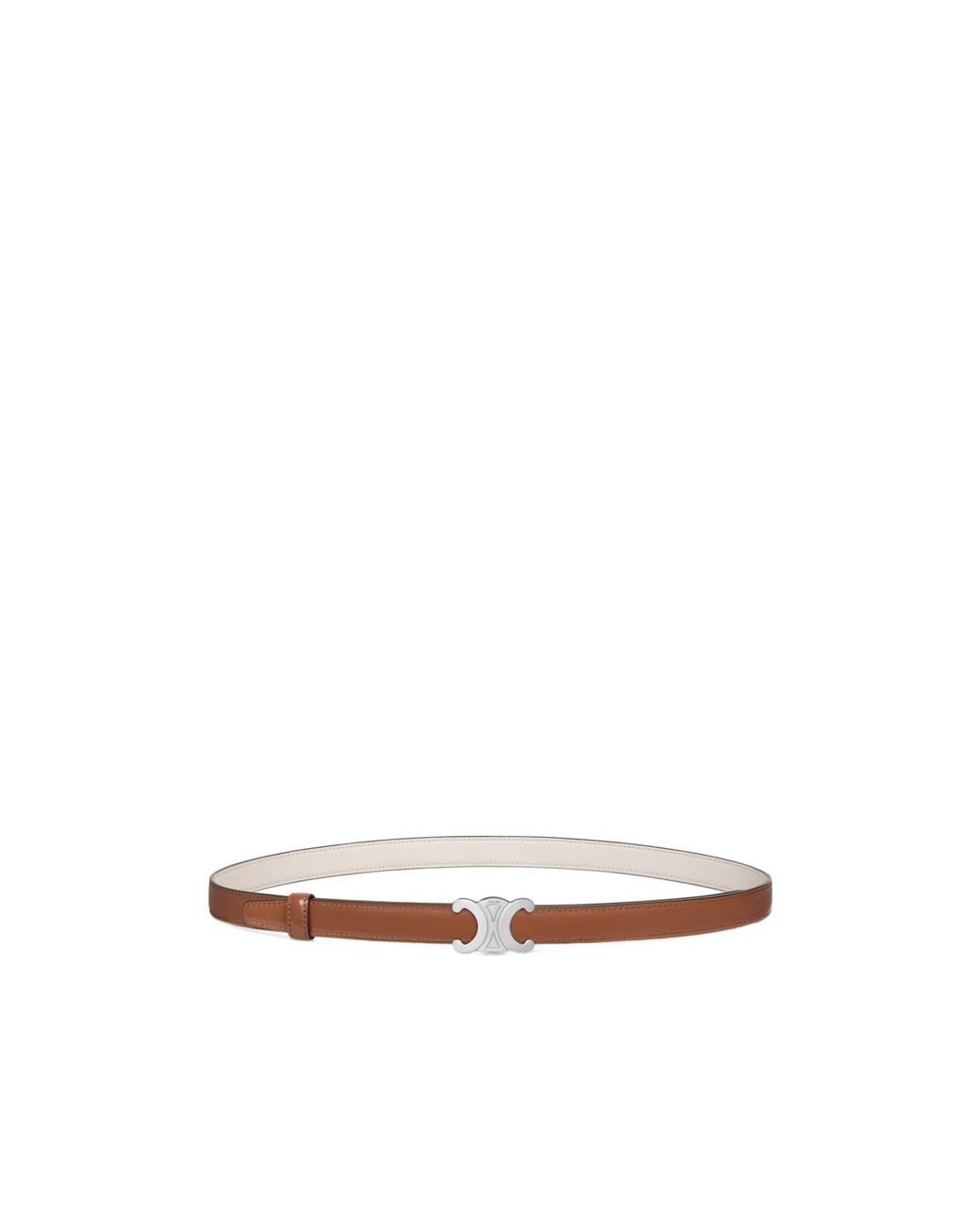 Céline White Triomphe Buckle And Reversible Taurillon Leather Strap
