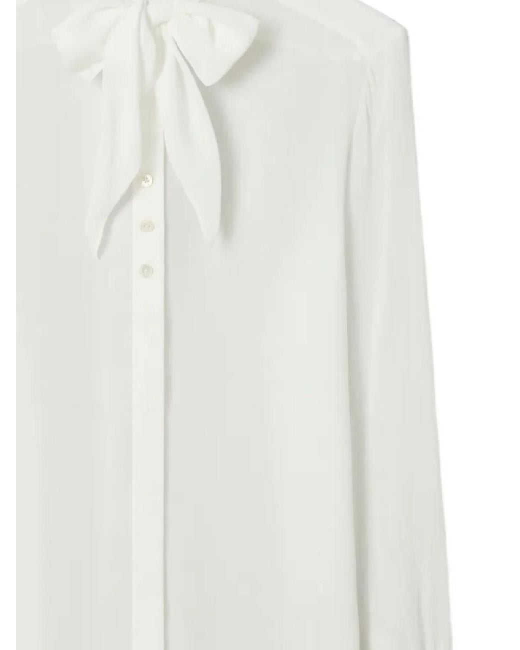 Tory Burch White Georgette Bow Blouse