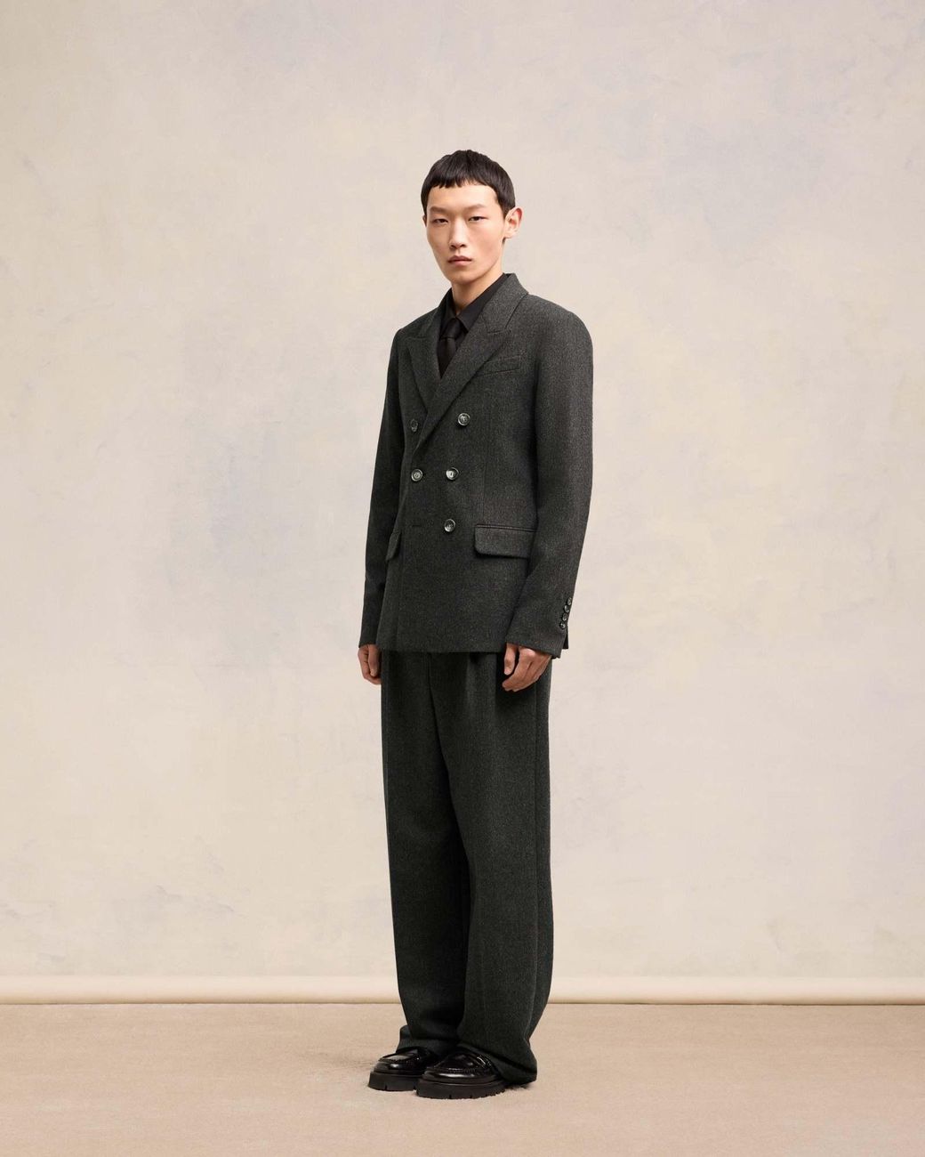 AMI Black Double Breasted Long Sleeved Blazer for men