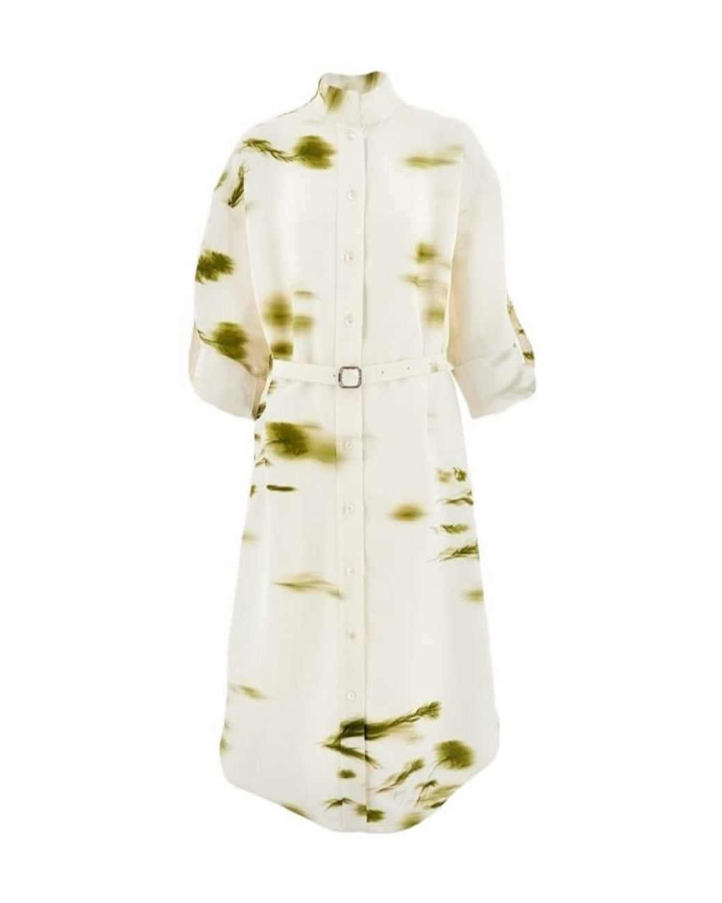 Ferragamo White Floral Print Shirt Dress