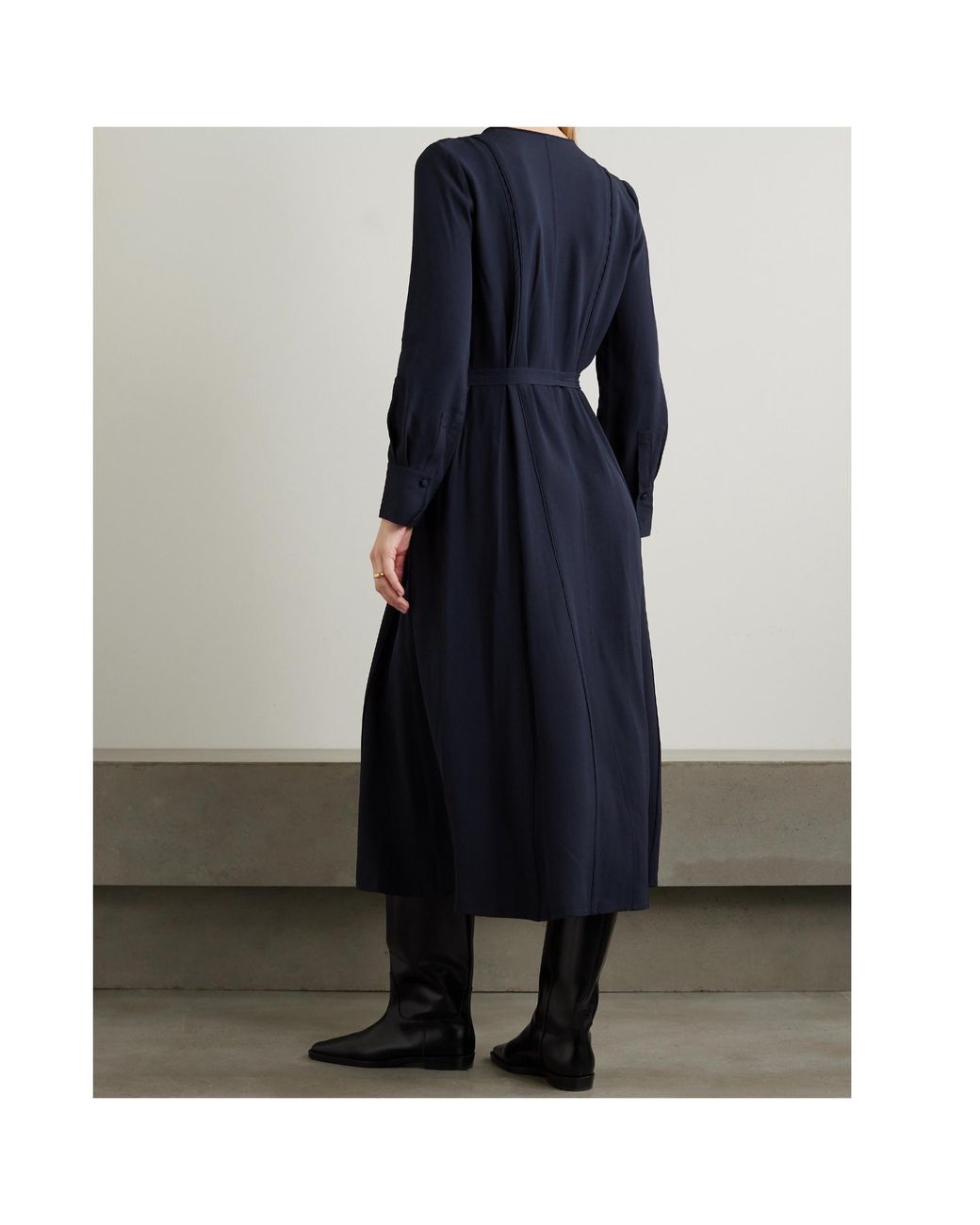 Ulla Johnson Blue Asilia Belted Crepe Midi Dress