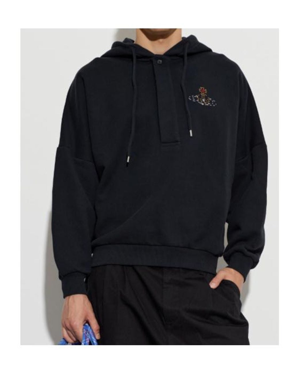 Vivienne Westwood Blue Batwing Logo Hoodie for men