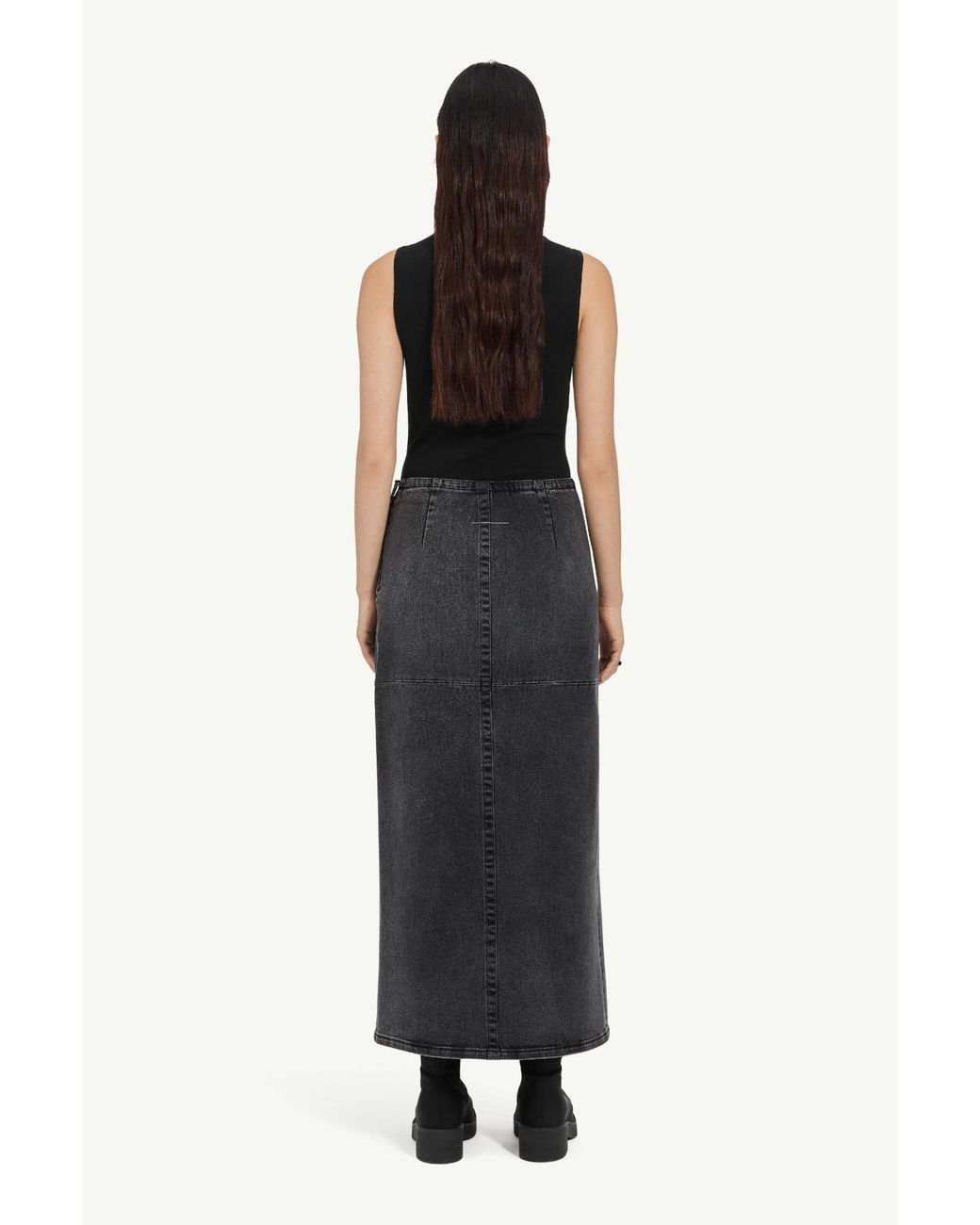 MM6 by Maison Margiela Gray Long Denim Skirt