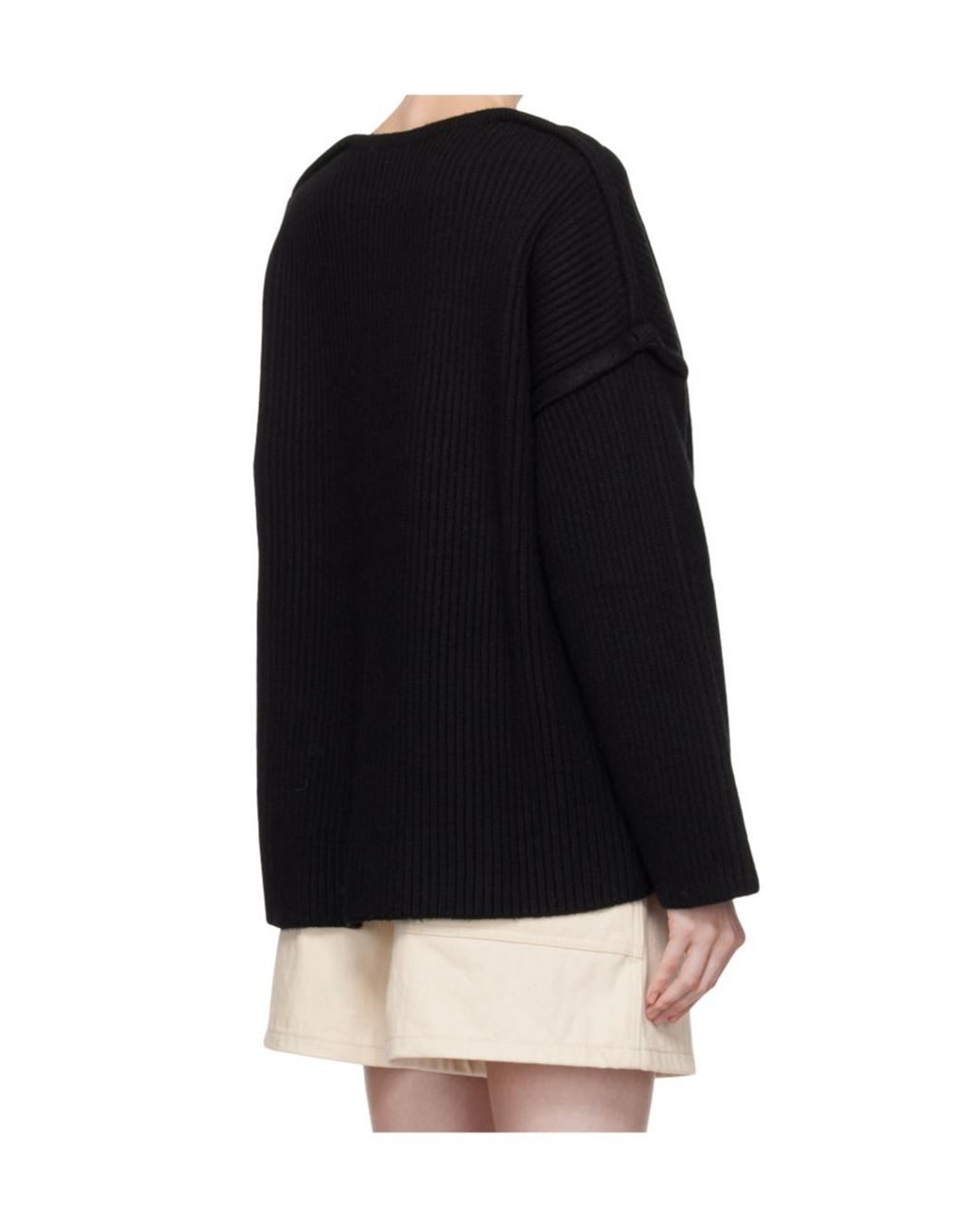 Jil Sander Black Drop Shoulder Crew-Neck Jumper