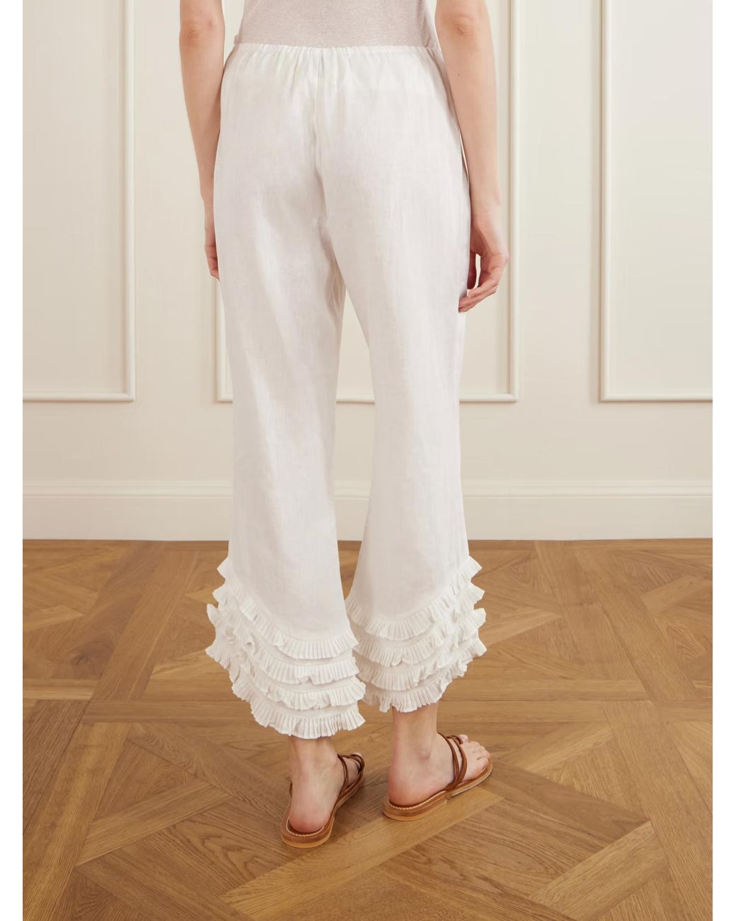Posse White Ruffled Casual Pants