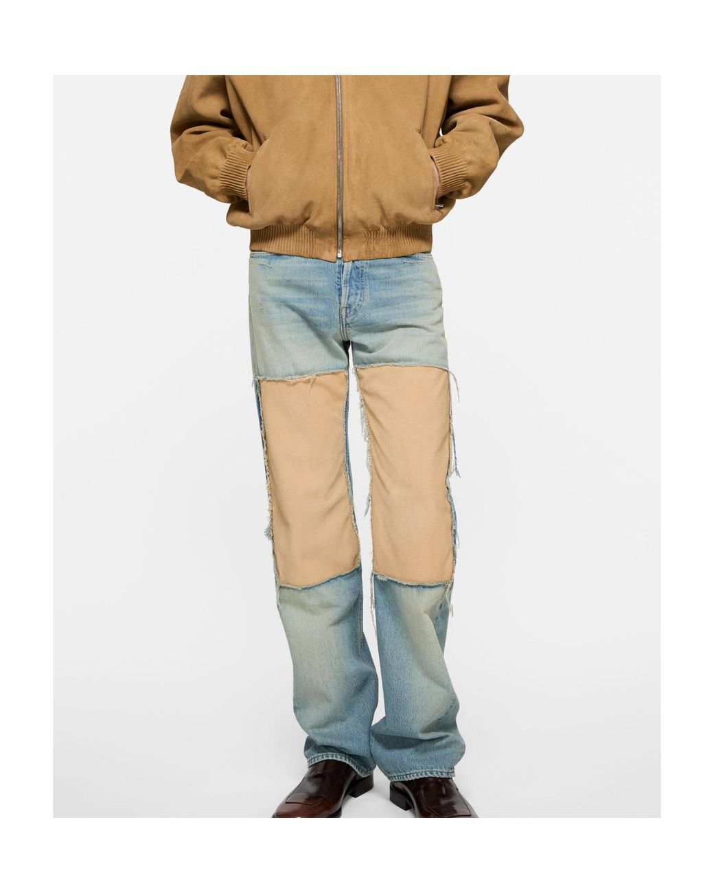 Acne Blue Suede Panel Jeans
