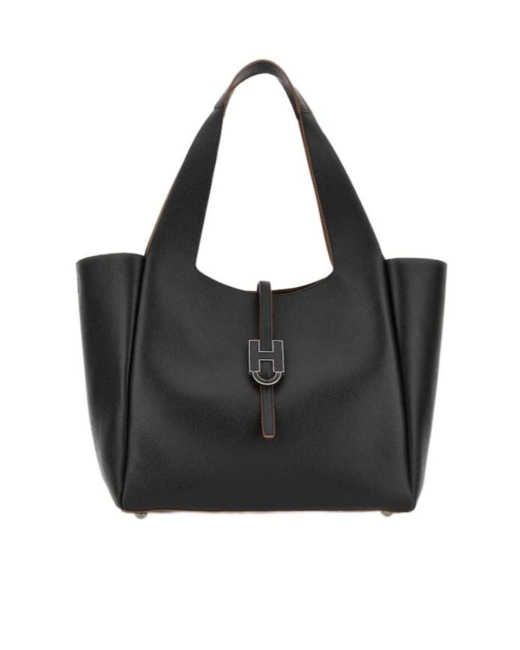 Hogan Black Trend Logo Plaque Tote Bag