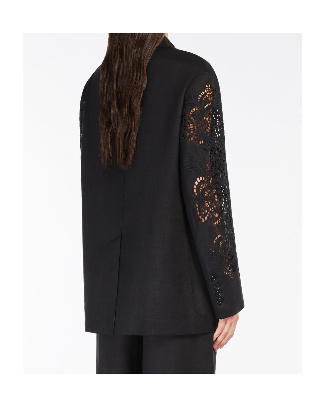 Max Mara Black Studio Angizia Embroidered Oversized Jacket