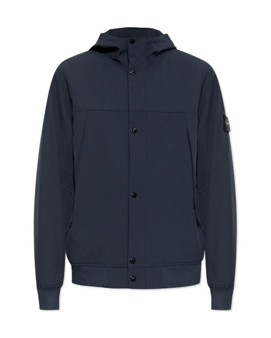 Stone Island Blue Button-Up Hooded Jacket for men