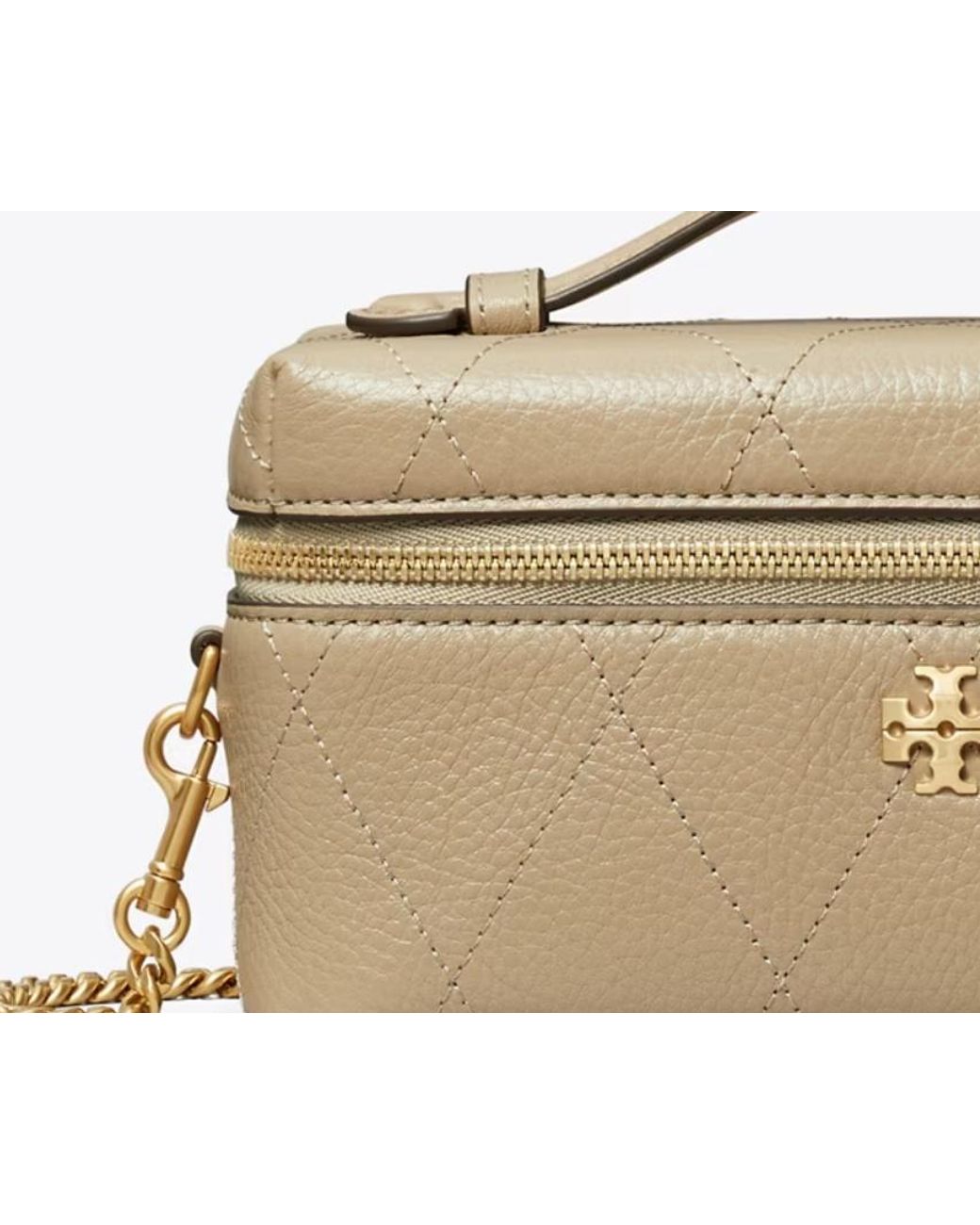 Tory Burch Natural Charlie Quilted Vanity Case