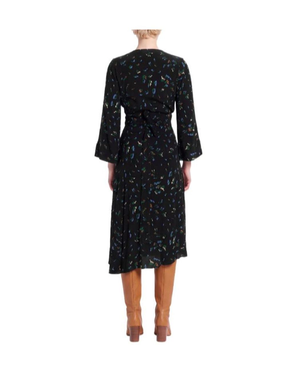 Ganni Black Floral Longsleeve Dress