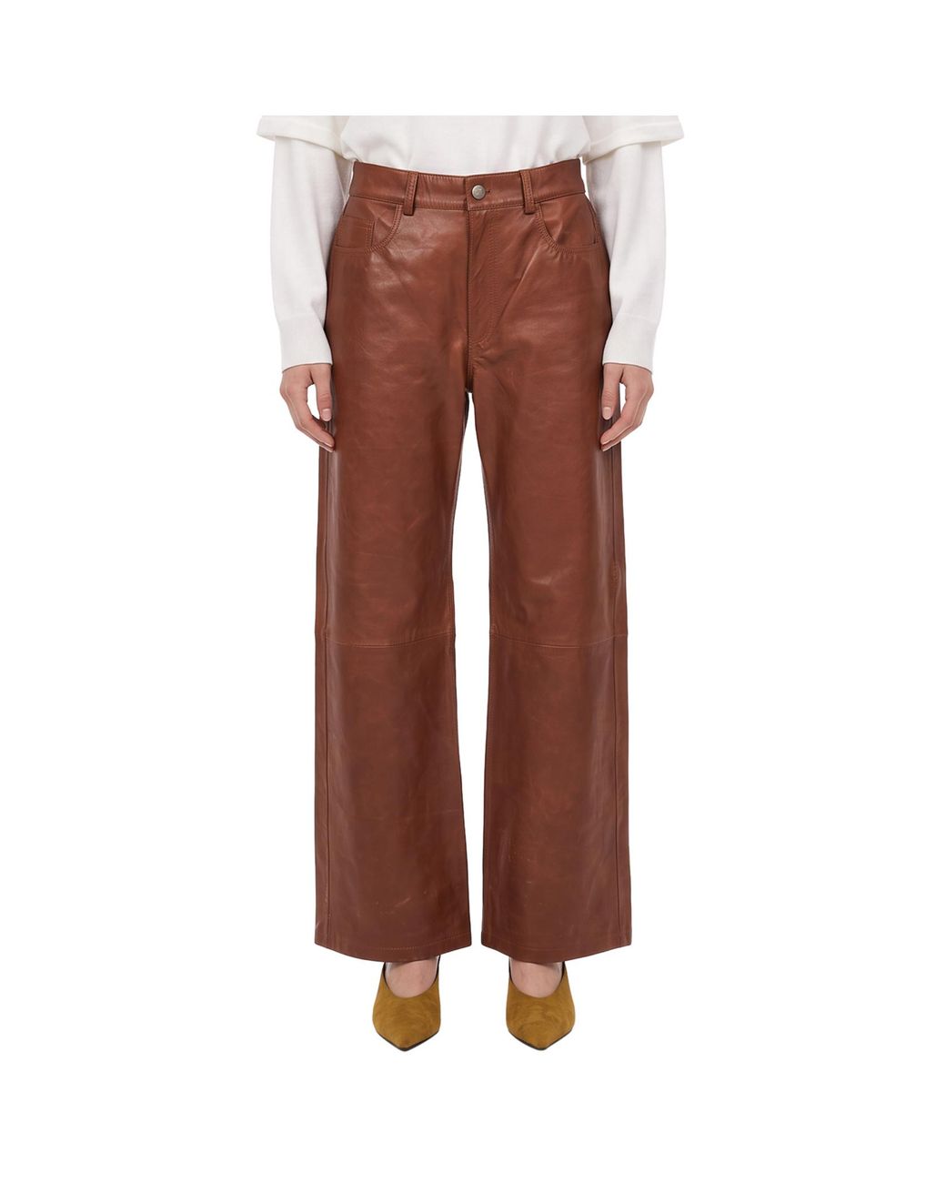 Haikure Brown Winny Leather Trousers