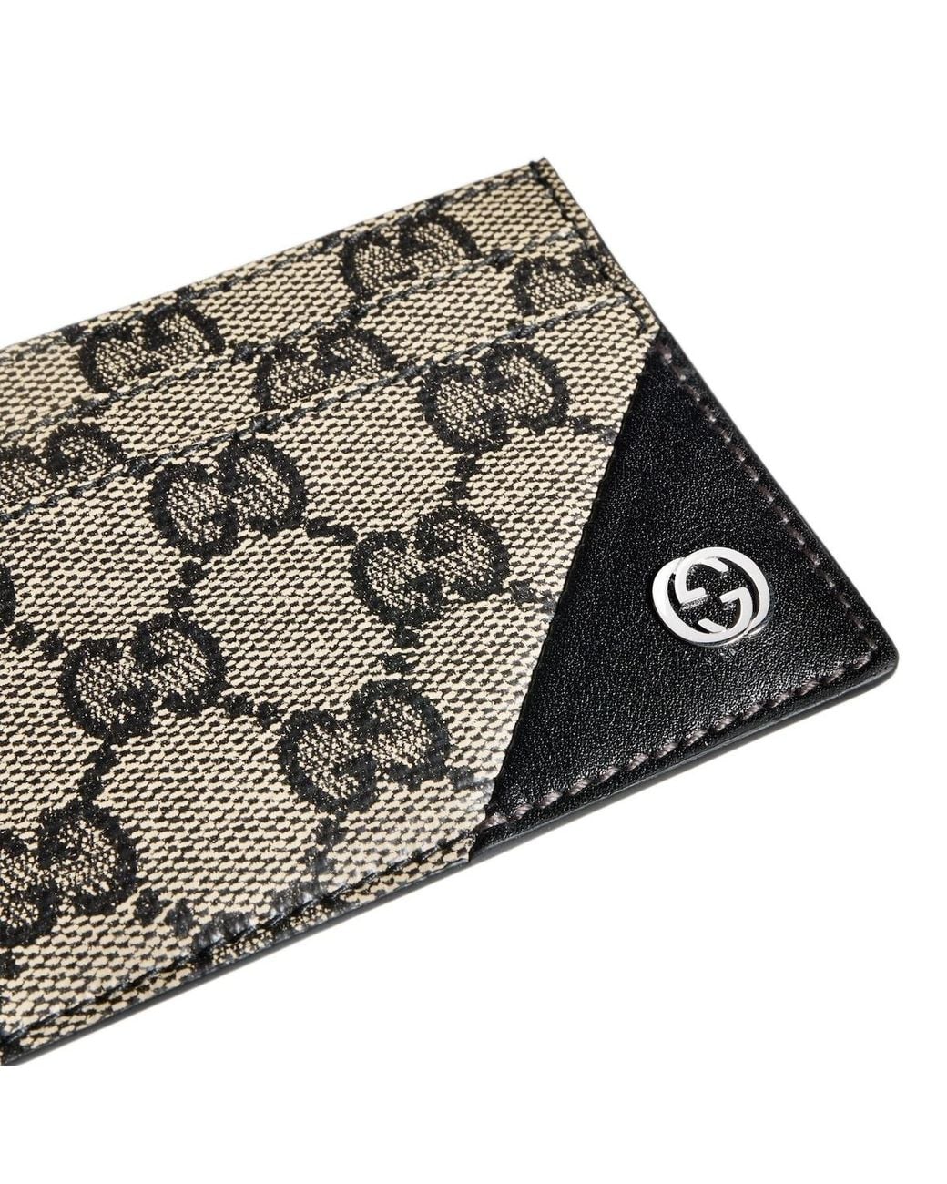 Gucci Gray Card Case Wallet With Interlocking G for men
