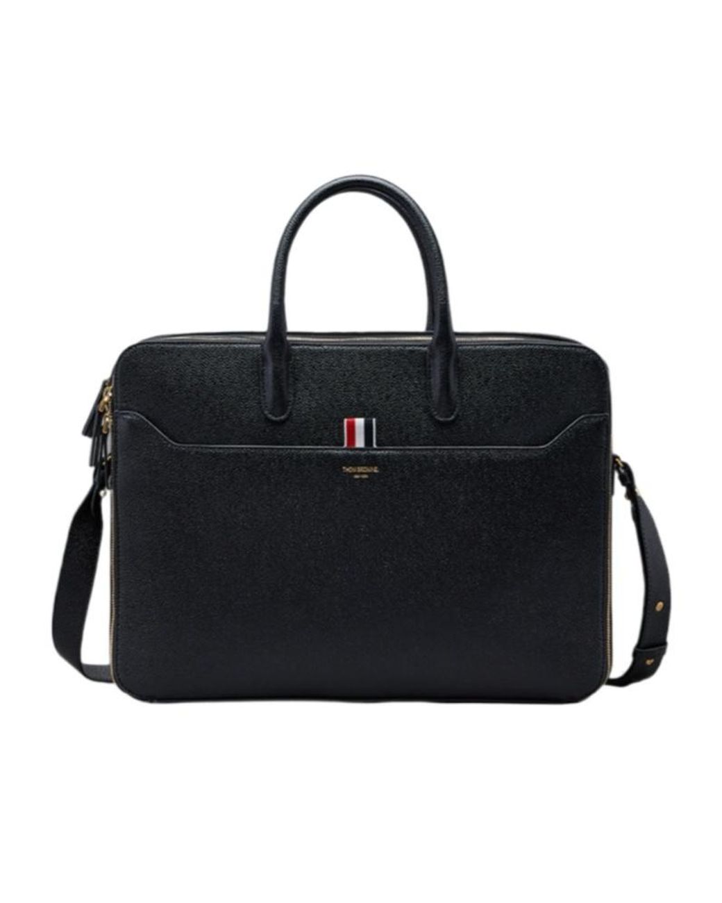Thom Browne Black Double Compartment Business Bag