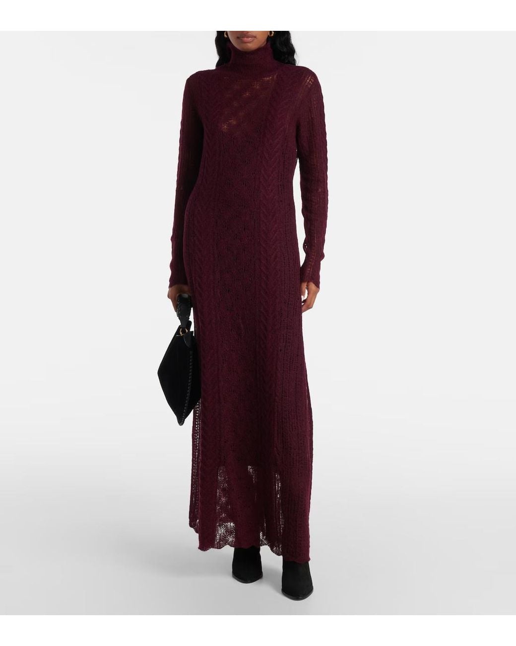 Ulla Johnson Purple Openwork Knitted Dress