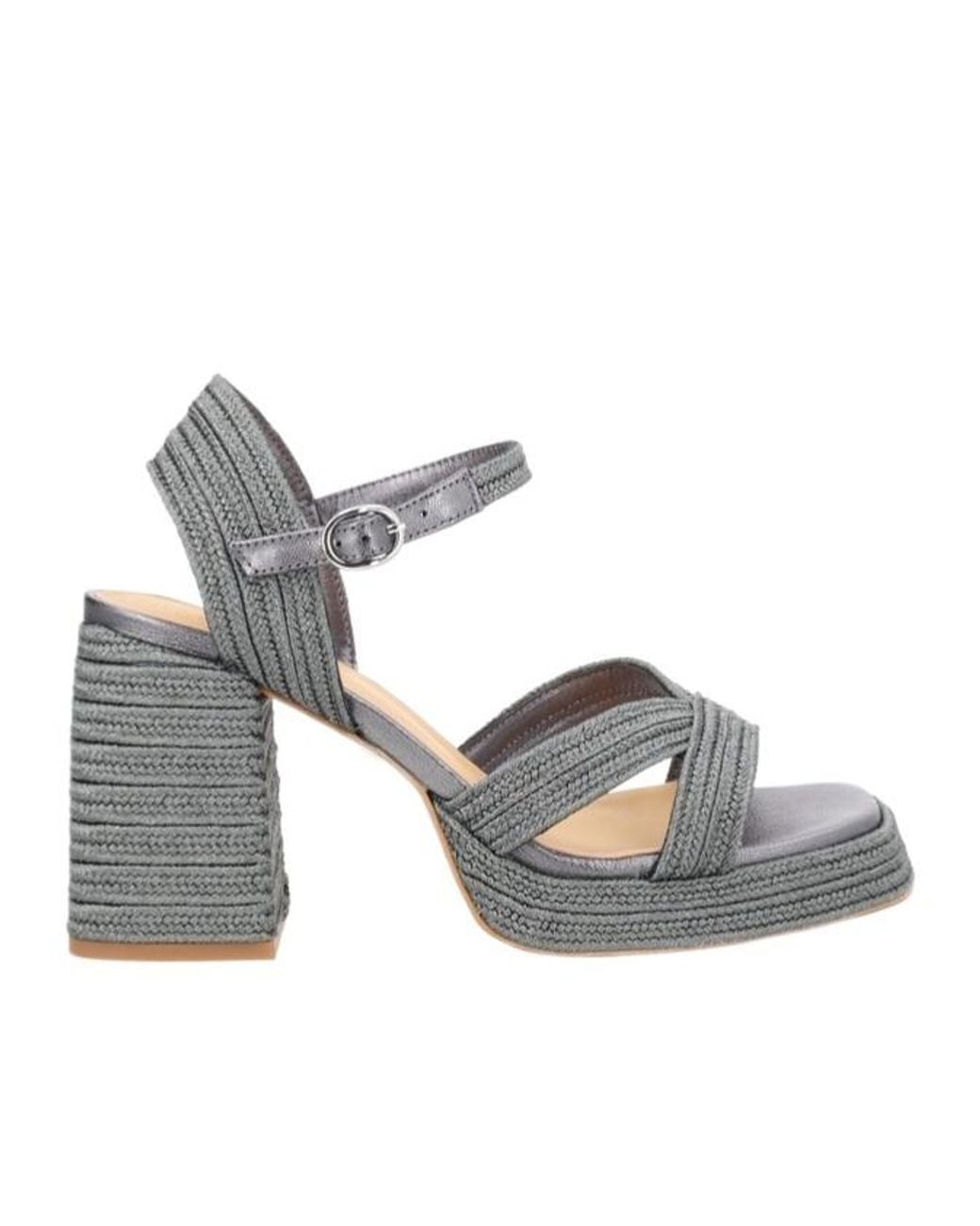 Castaner Gray Chunky High-Heeled Sandals