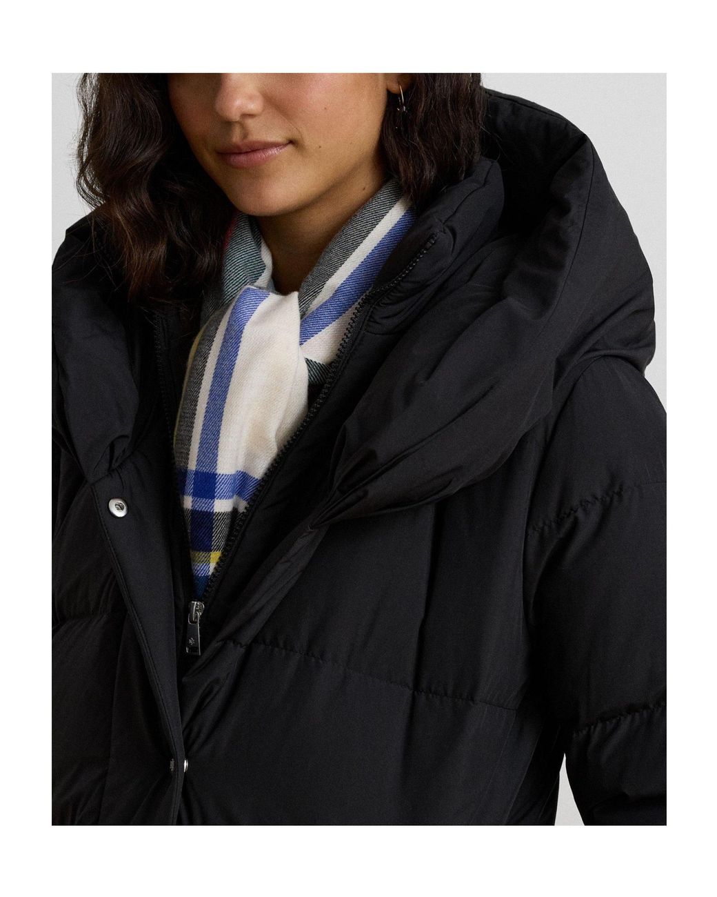 Ralph Lauren Black Longline Hooded Puffer Jacket