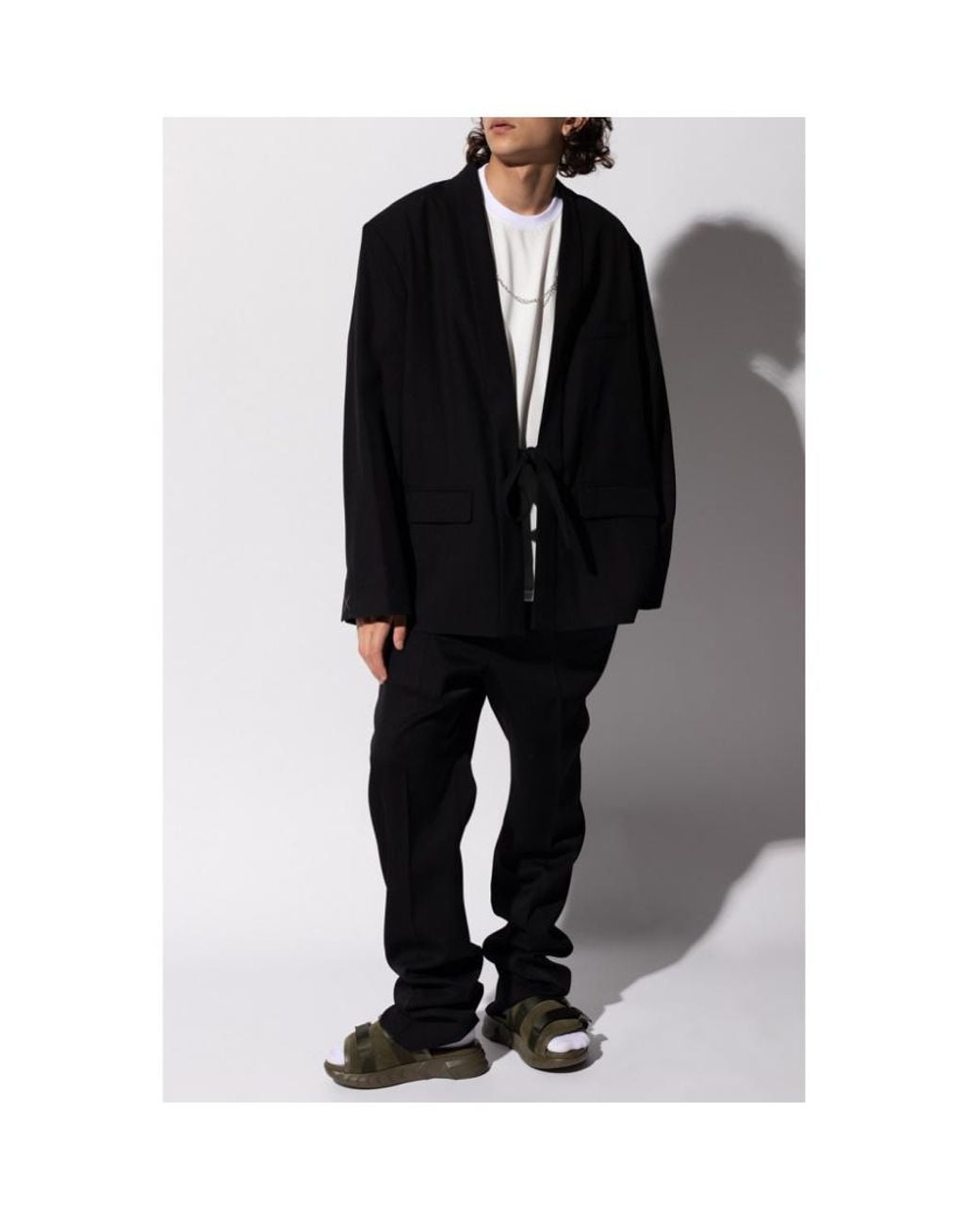 Ambush White Chain Collar Detail Crewneck T-Shirt for men
