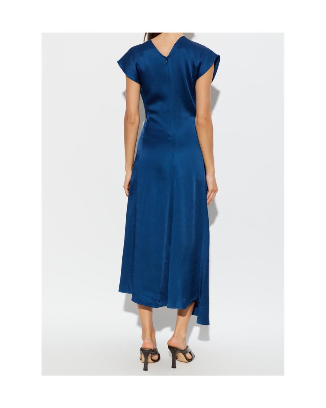 Victoria Beckham Blue Midi Aria Twist-Detail Dress