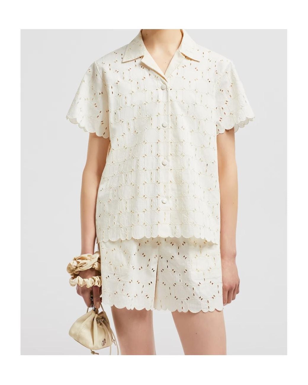 Moncler White Short-Sleeved Buttoned Shirt