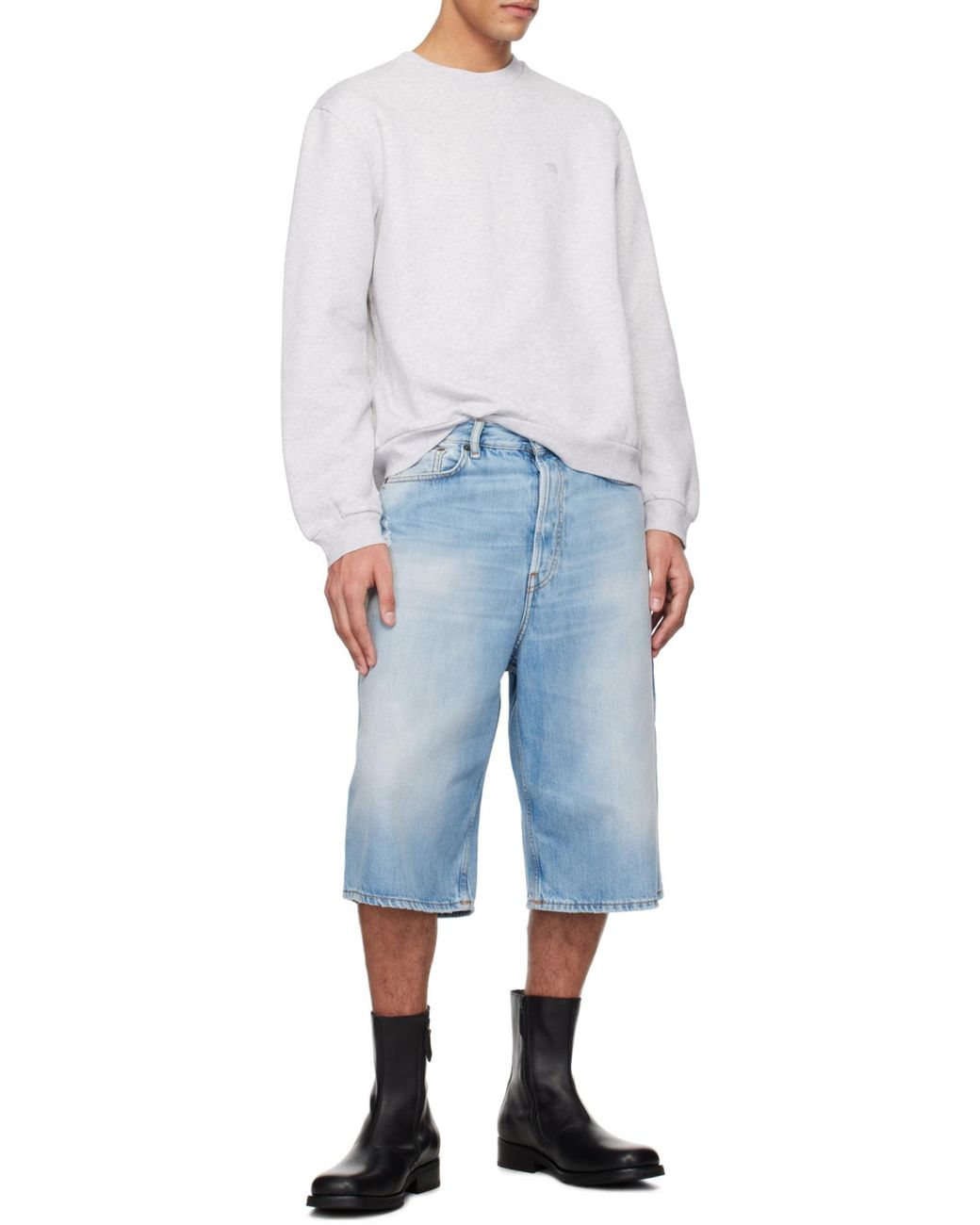 Acne White Fleece Crew-Neck Sweatshirt for men