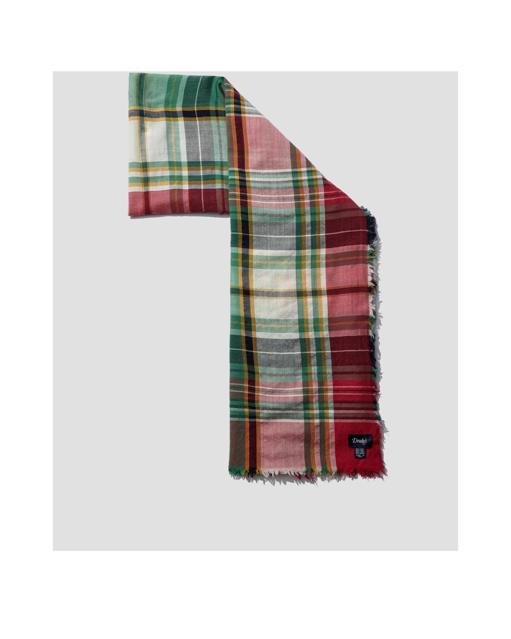 Drake's Red Plaid Scarf for men