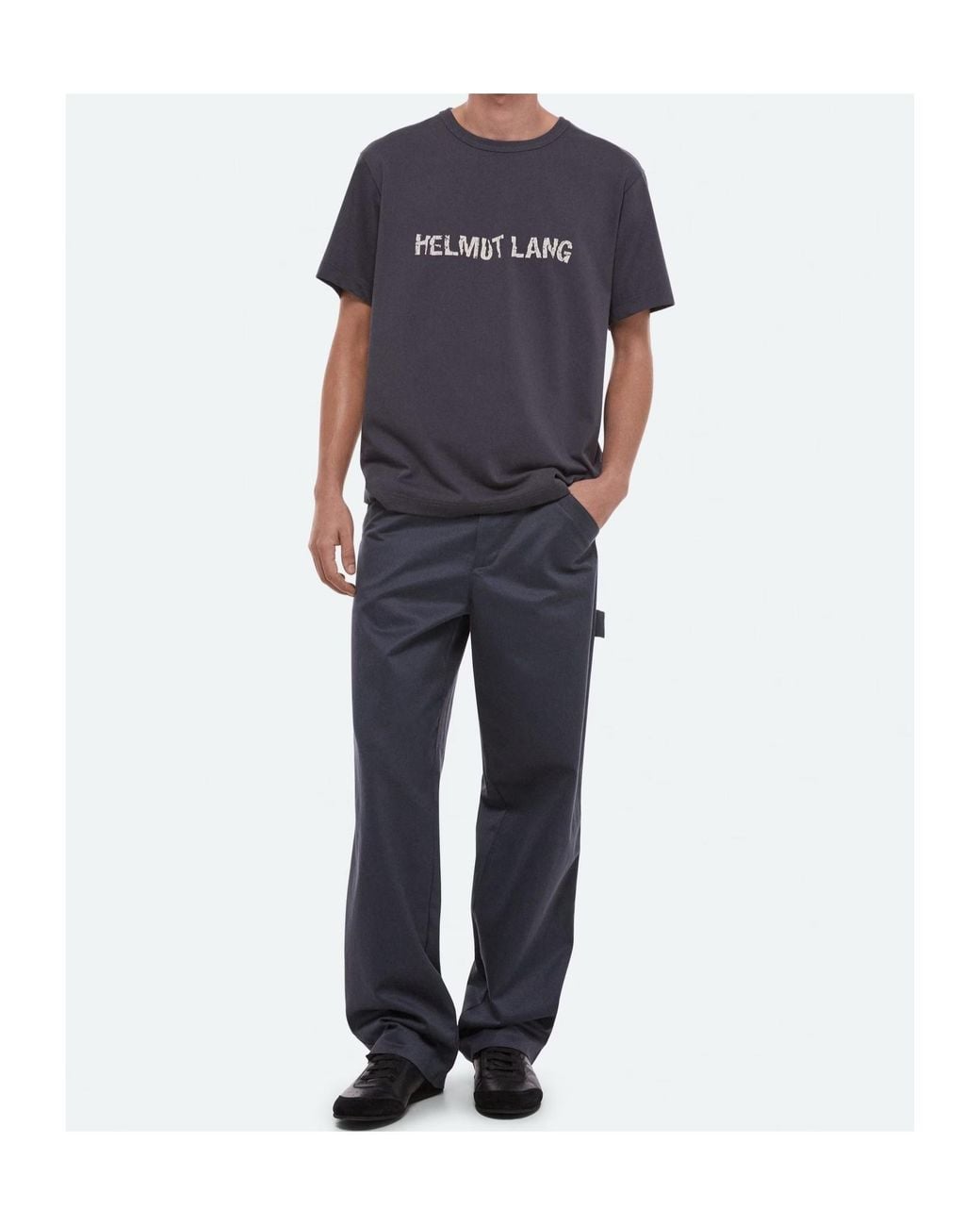Helmut Lang Blue Crumpled Logo Tee for men
