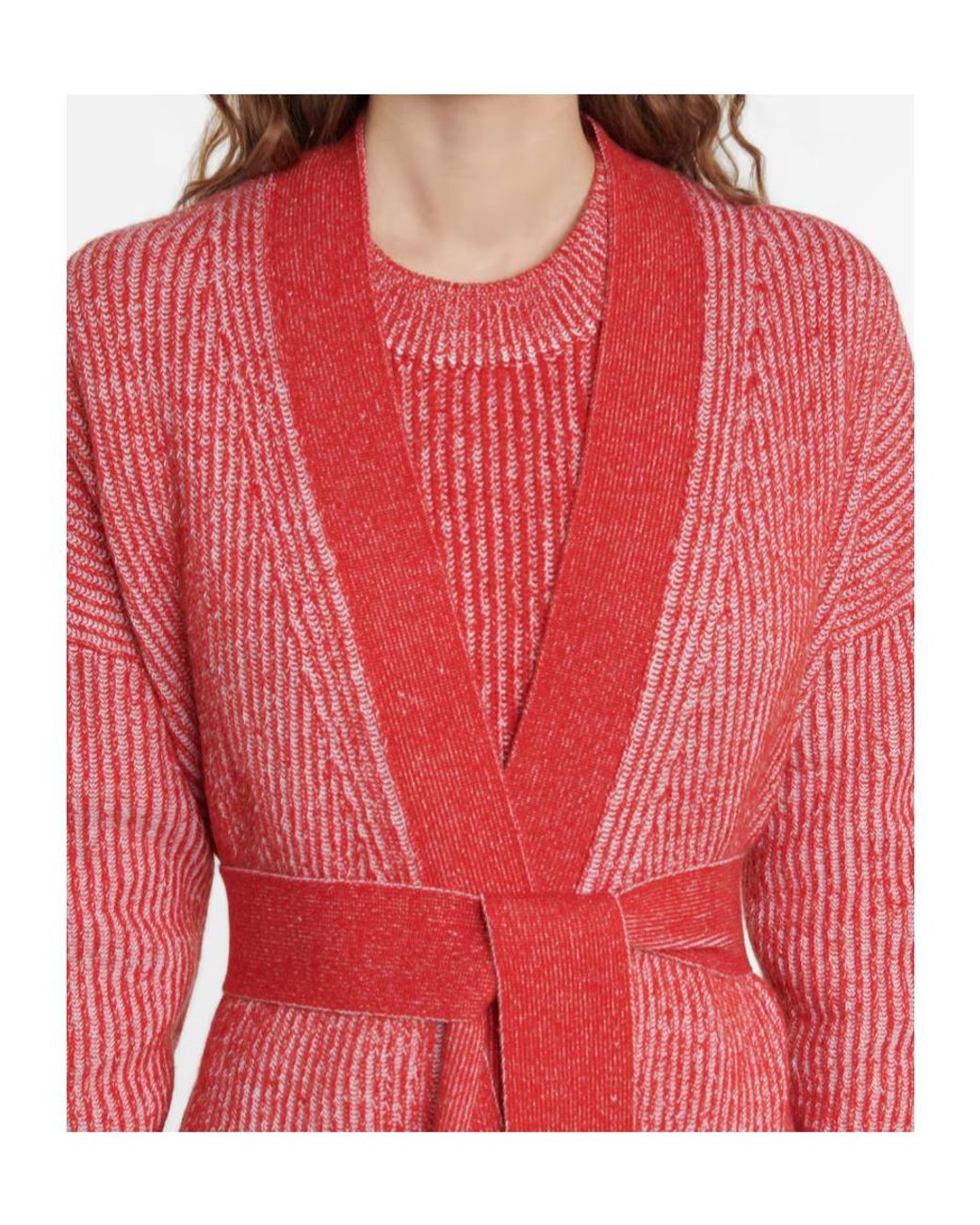 Joseph Red V-Neck Knitted Sweater With Tie