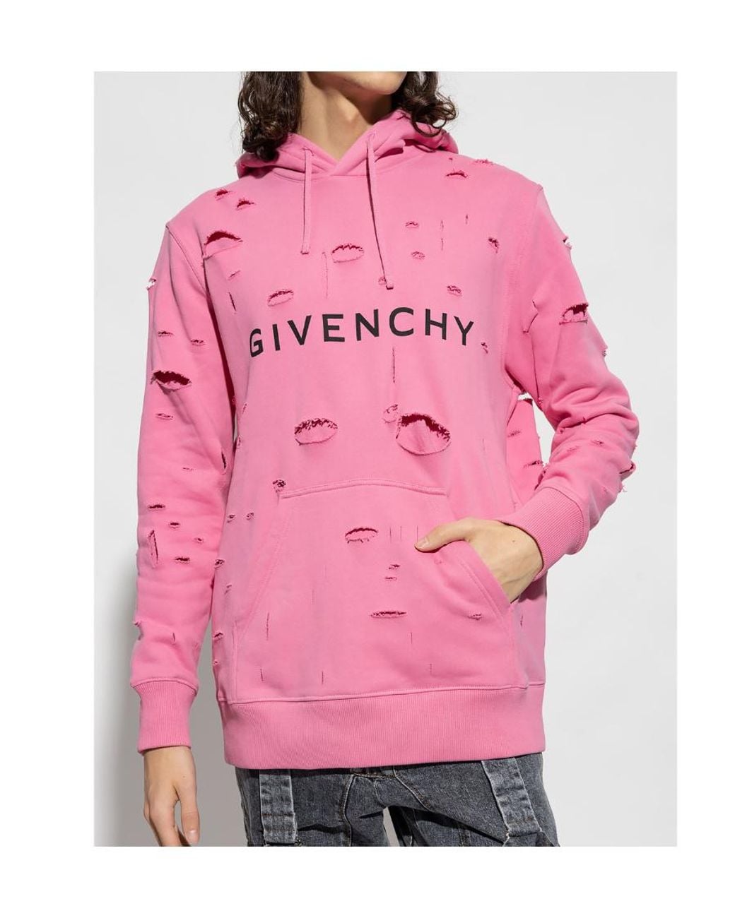 Givenchy Pink Archetype Hoodie With Destroyed Effect for men