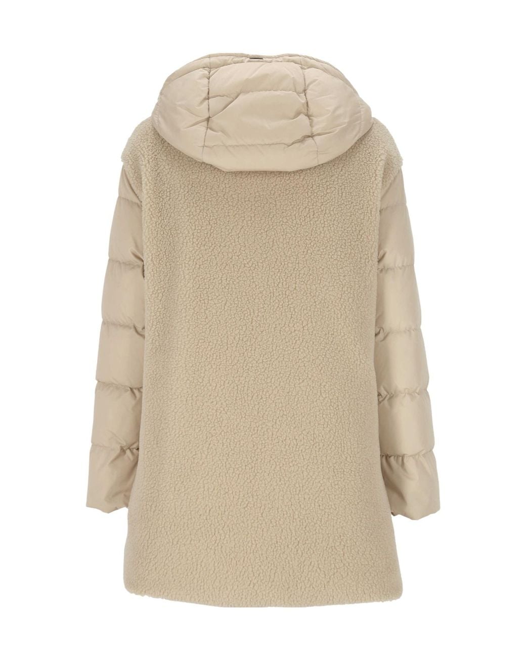 Herno Natural Quilted Panel Hooded Coat