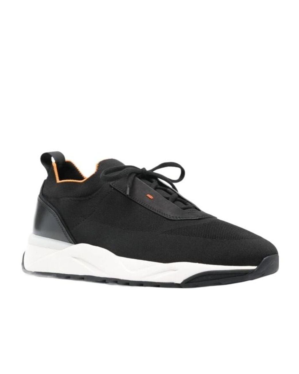 Santoni Black Lace Up Sneakers for men
