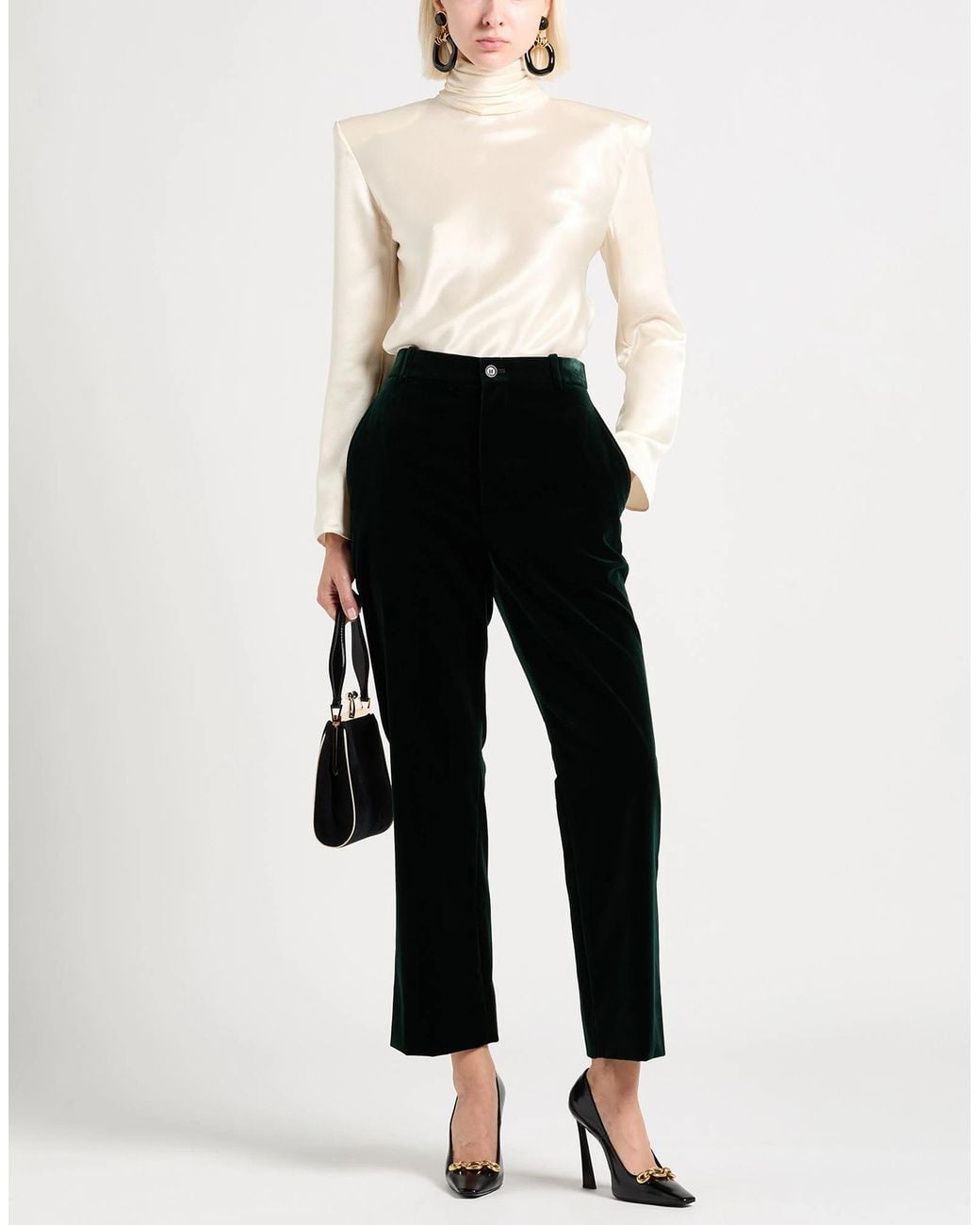 Saint Laurent Black Straight-Leg Velvet Pants