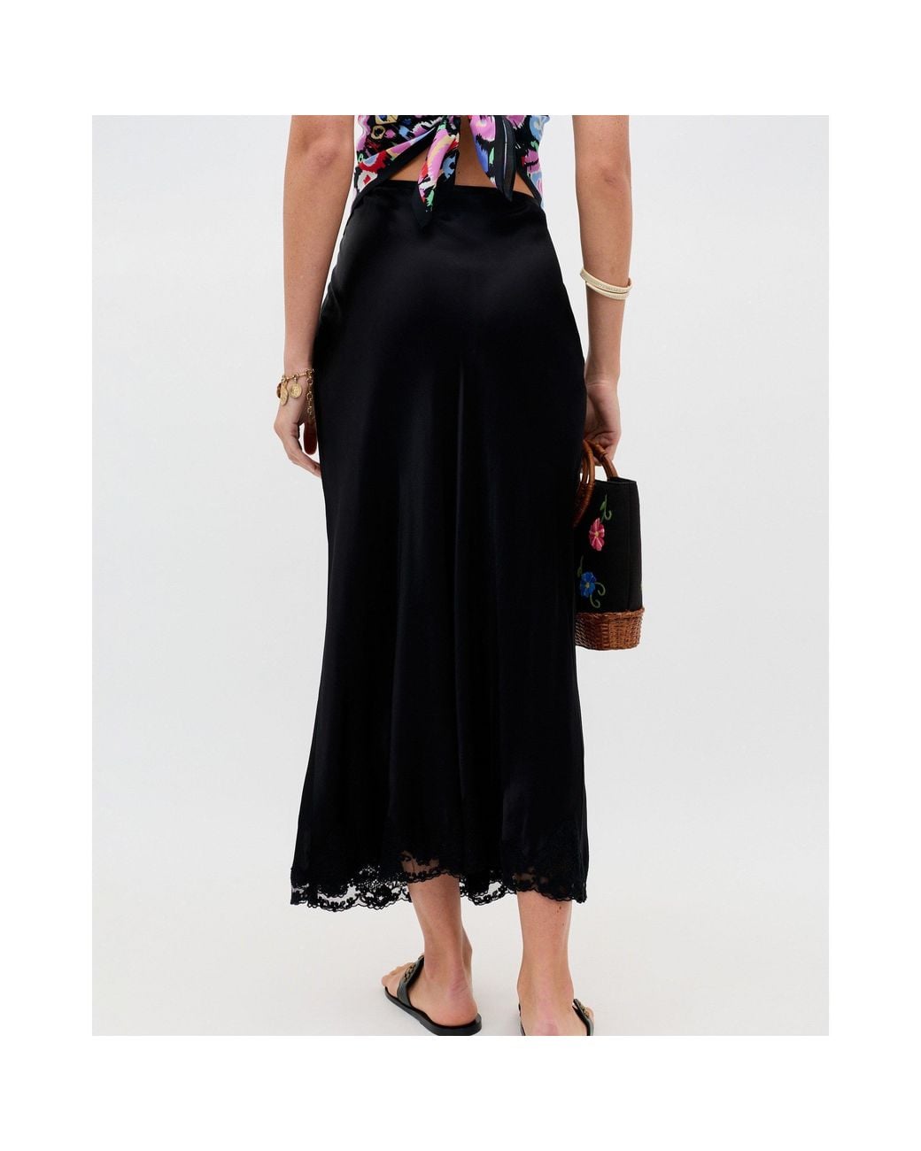Rixo Black Pleated Skirt