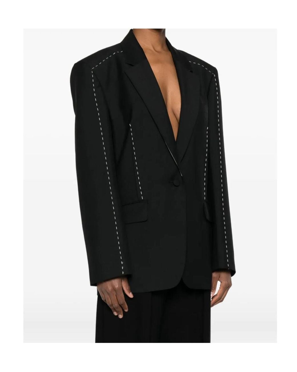 Rohe Black Contrast-Stitching Single-Breasted Blazer