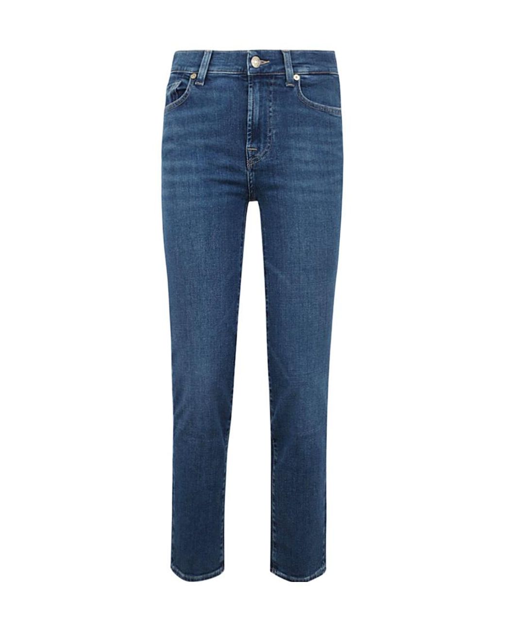 7 For All Mankind Blue Slim Fit Cropped Jeans