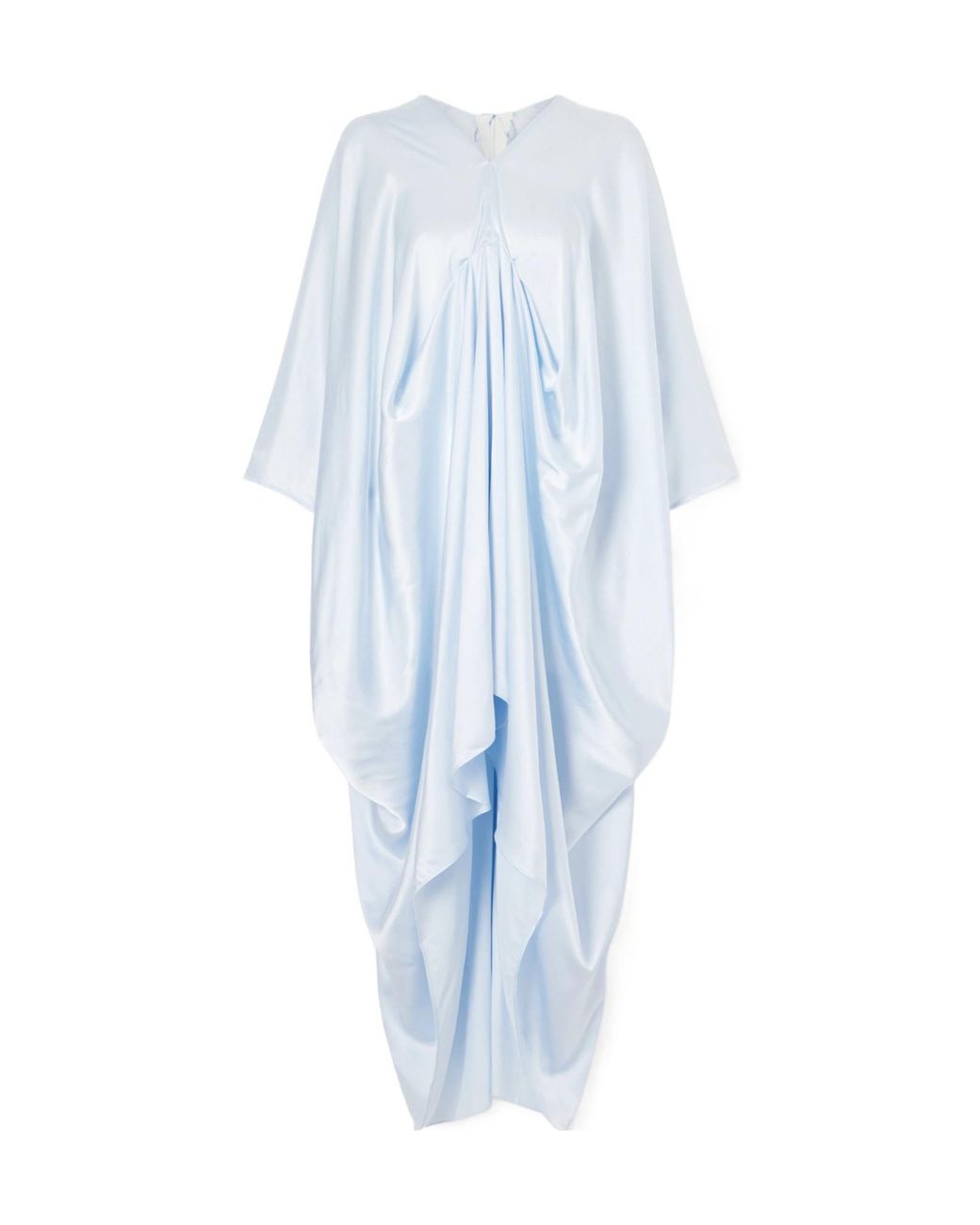 Camilla Blue Draped Silk-Satin Kaftan