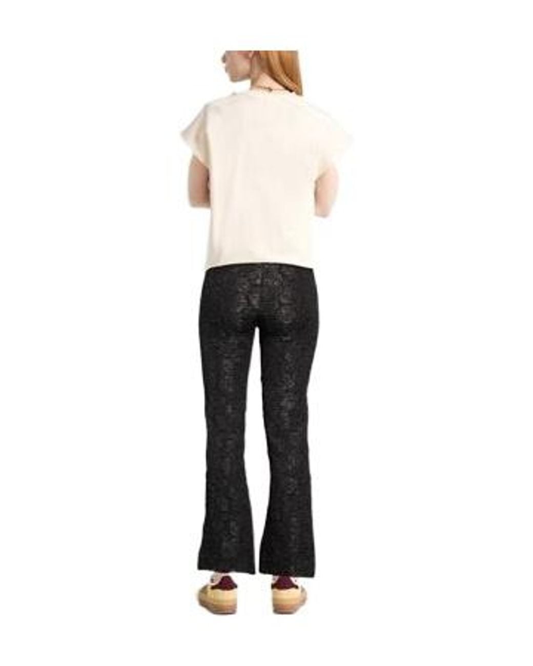 Ganni Black High-Waisted Lace Flared Trousers
