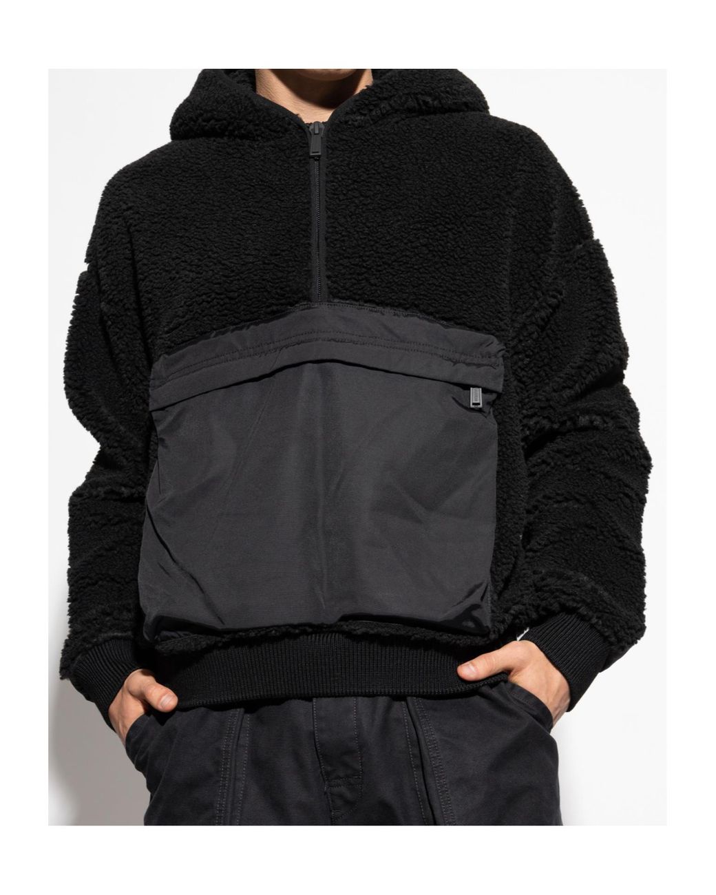 DSquared² Black Half-Zip Fleece Hoodie for men