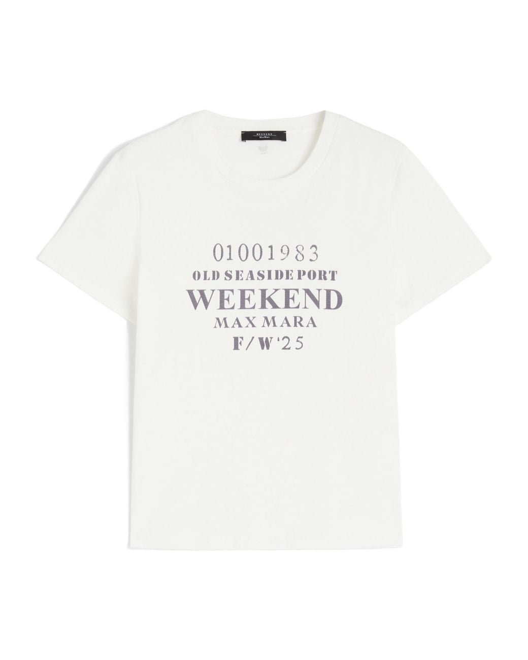 Weekend by Maxmara White Guglia Logo Printed Crewneck T-Shirt