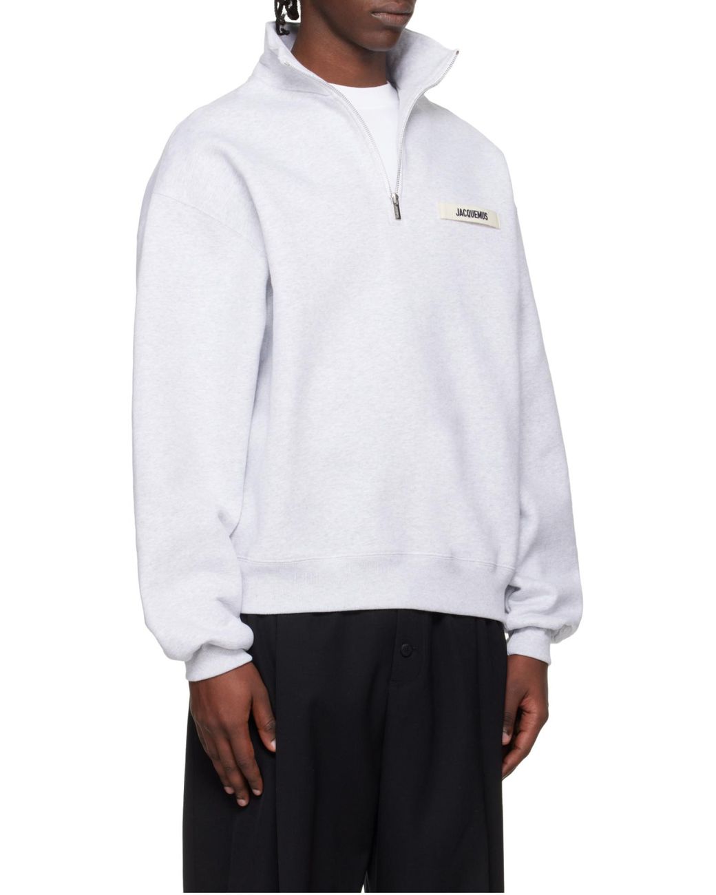 Jacquemus White Logo Patch High-Neck Sweatshirt for men